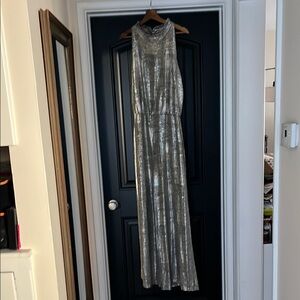 Vince Camuto Silver/Gold Pleated Halter Jumpsuit